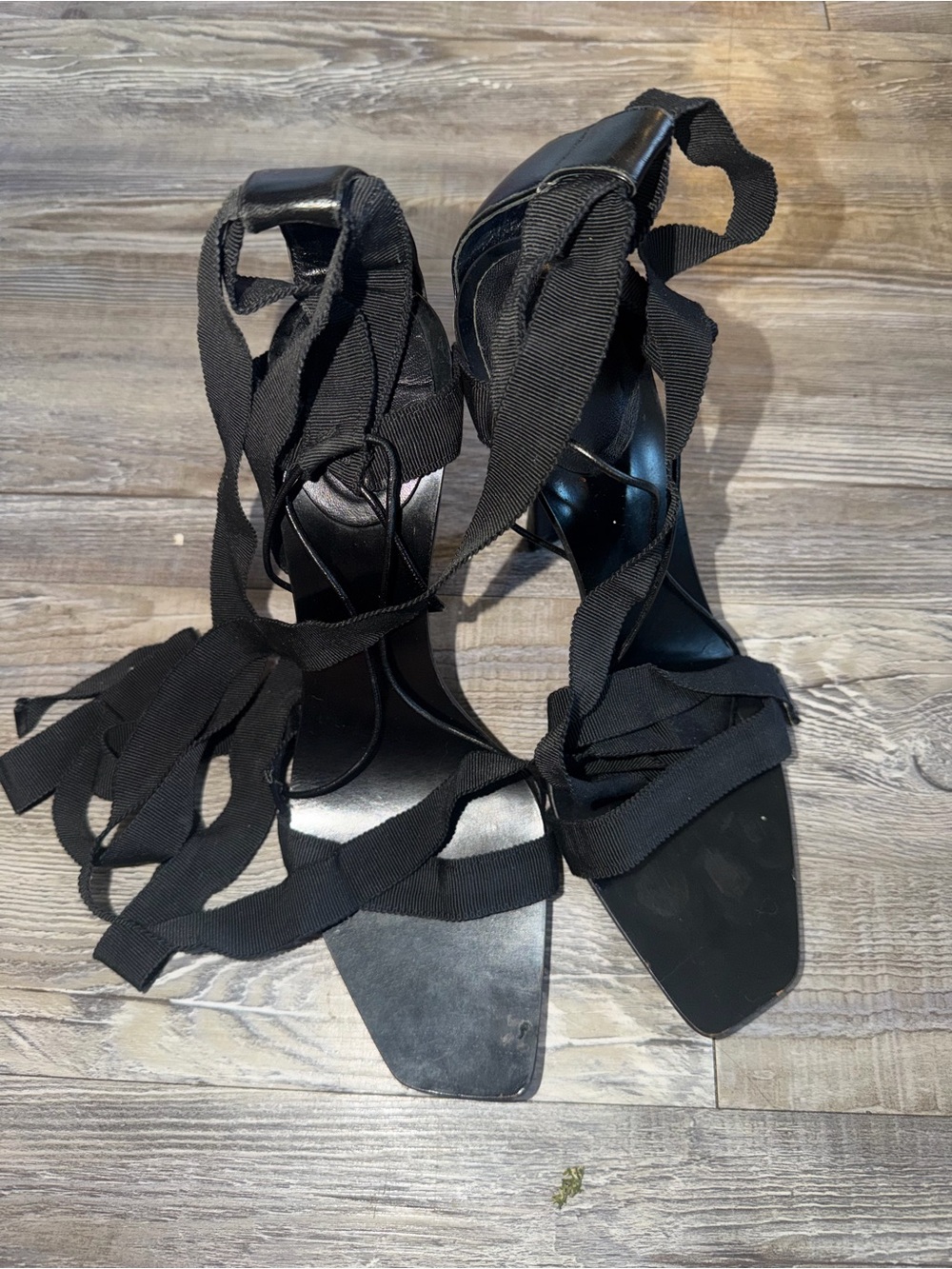 Gucci Black Lace-Up Women's Heeled Sandals